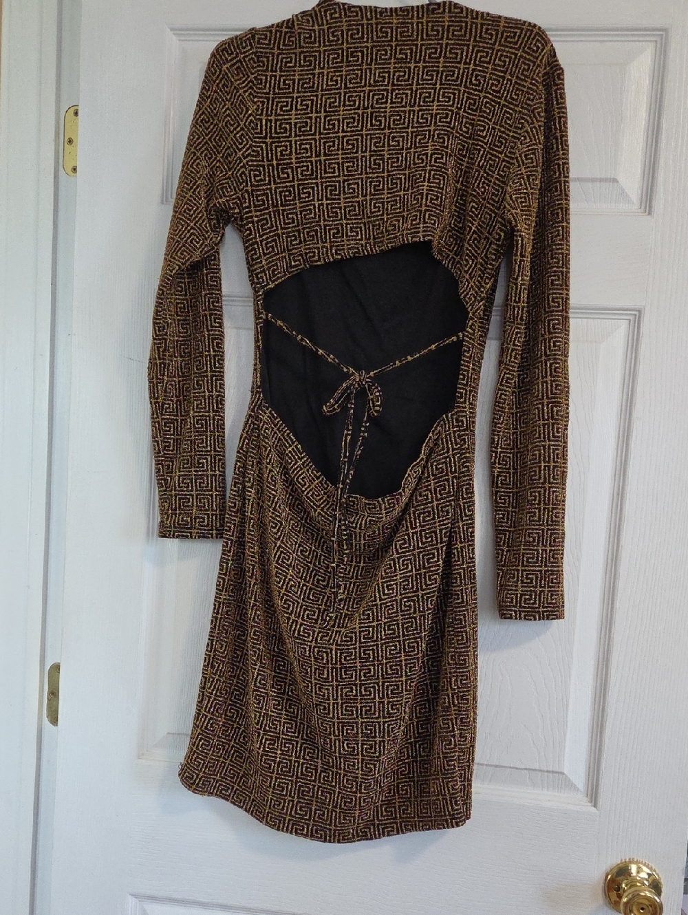 Madden Girl Brown Geometric Backless Tie Dress